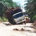 Truk PT Musi Hutan Persada Diduga Over Load, Jalan Simpang Raja Rusak Truk PT Musi Hutan Persada Diduga Over Load, Jalan Simpang Raja Rusak