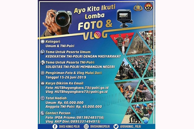 Sambut HUT Bhayangkara, Polri Adakan Lomba Foto dan Vlog